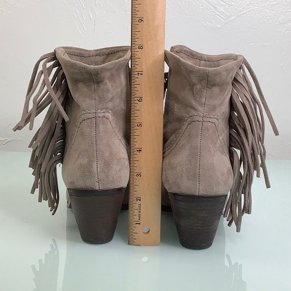 Sam Edelman light grey Suede Fringes Louie Ankle Boots booties size 8.5 EUC - Picture 14 of 16